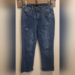 BBJ JEANS DISTRESSED HIGH RISE STRAIGHT STRETCH JEANS